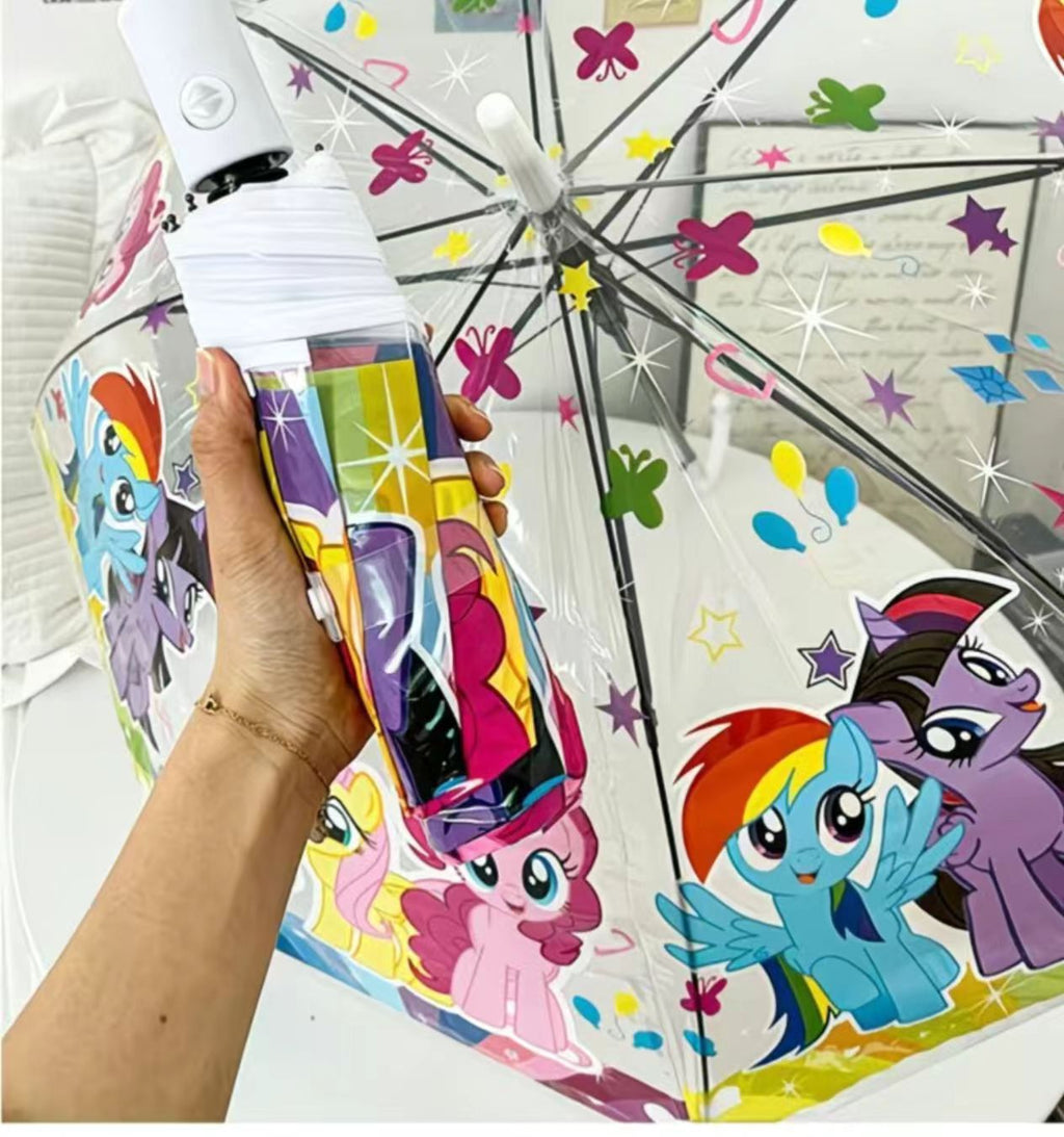 ML pony umbrella transparent folding automatic umbrella girl high value