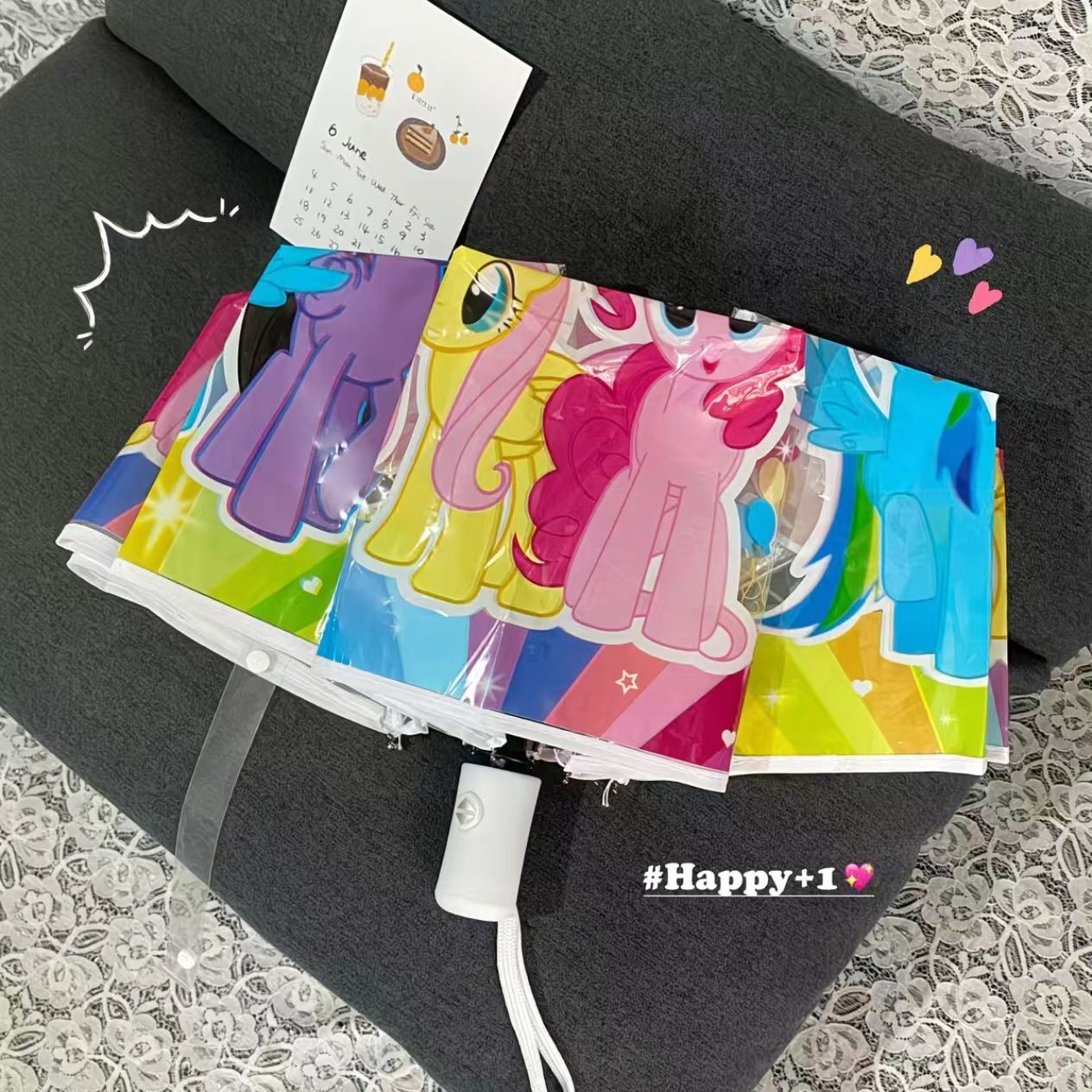 ML pony umbrella transparent folding automatic umbrella girl high value