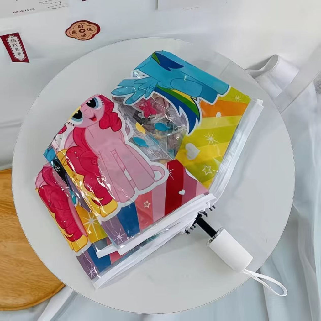 ML pony umbrella transparent folding automatic umbrella girl high value