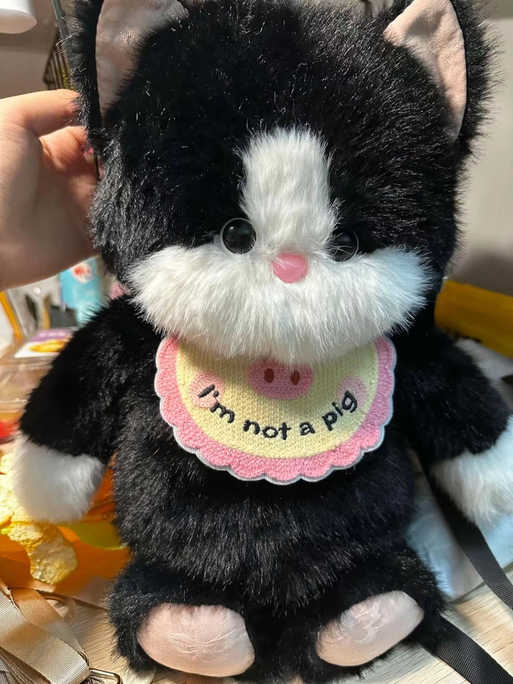 Running cat plush toy doll bag backpack change key small doll backpack